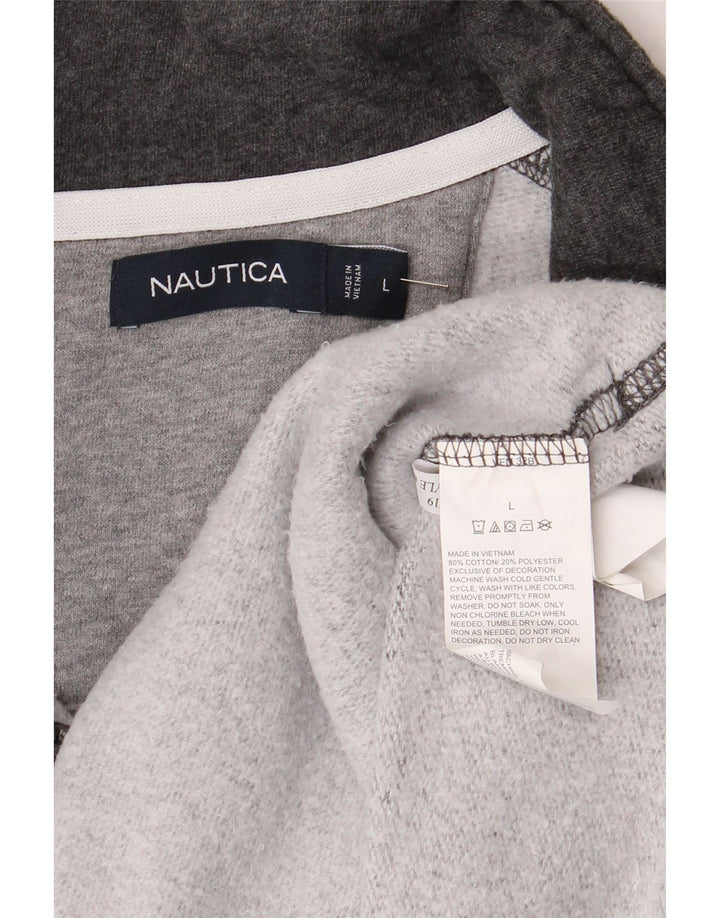 Ανδρικό φούτερ με φερμουάρ Nautica Jumper μεγάλο γκρι βαμβακερό