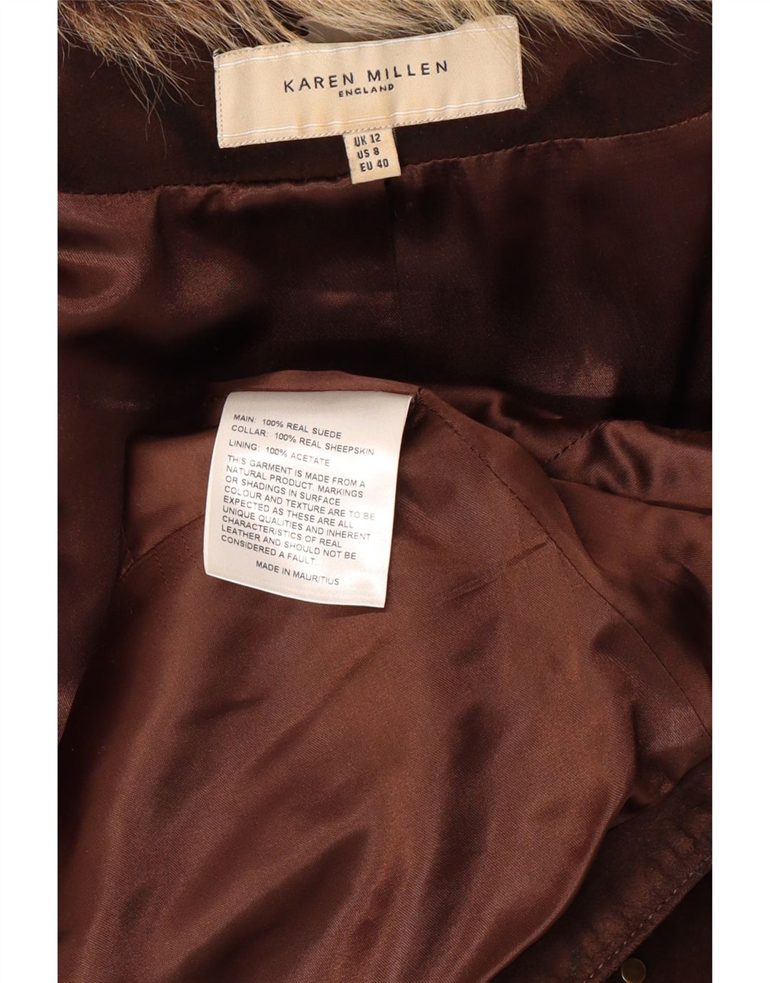 KAREN MILLEN Γυναικείο Suede Gilet UK 12 Medium Brown Suede