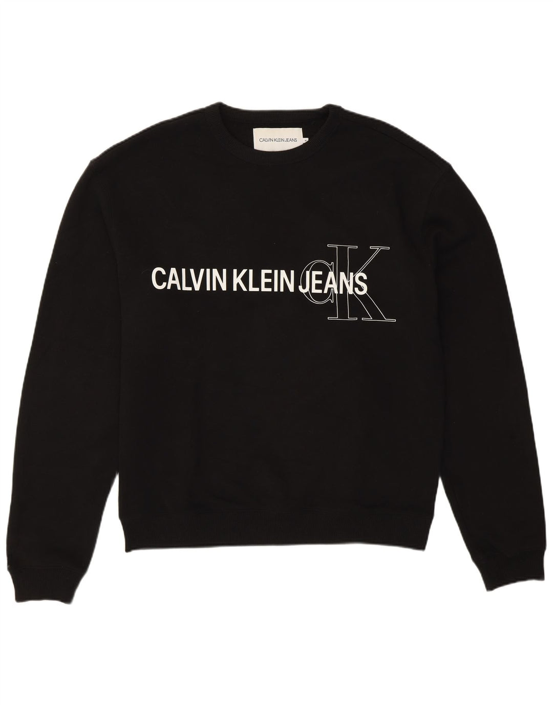 Ανδρικό γραφικό φούτερ Calvin Klein Jeans, μεσαίο μαύρο βαμβακερό