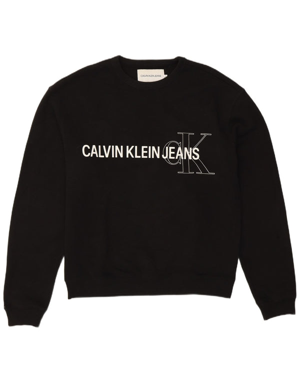 Calvin Klein Jeans Mens Graphic Sweatshirt Jumper Medium Black Cotton