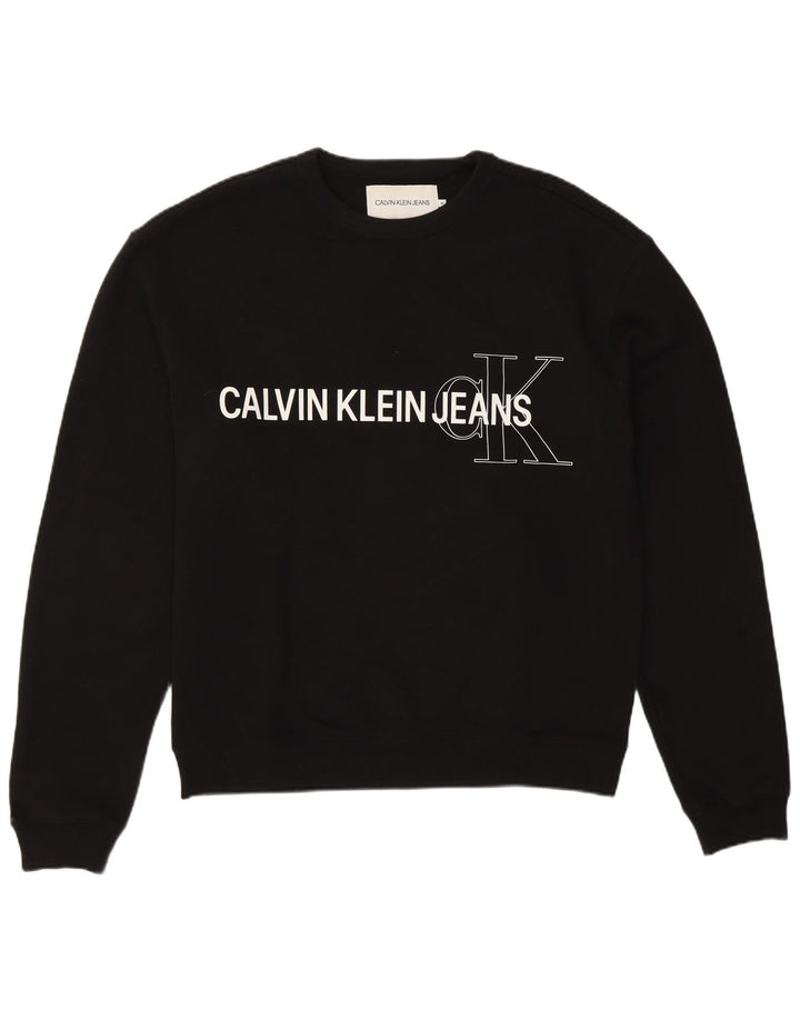 Ανδρικό γραφικό φούτερ Calvin Klein Jeans, μεσαίο μαύρο βαμβακερό