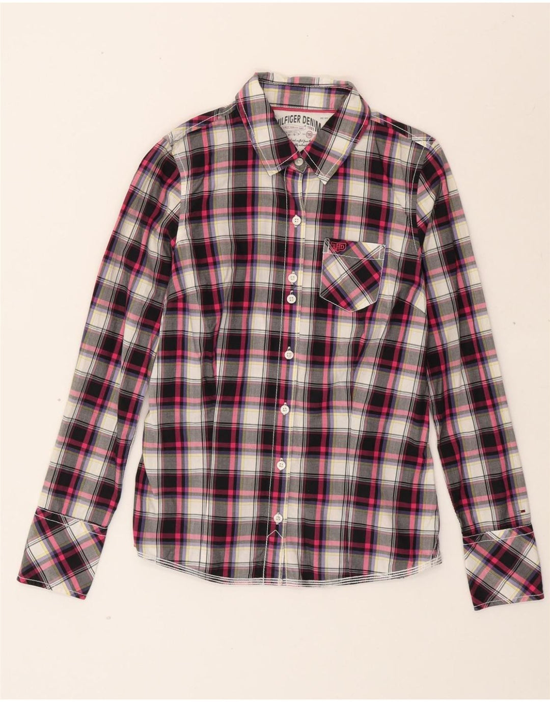 TOMMY HILFIGER Womens Shirt UK 10 Small Multicoloured Check Cotton Vintage Tommy Hilfiger and Second-Hand Tommy Hilfiger from Messina Hembry 