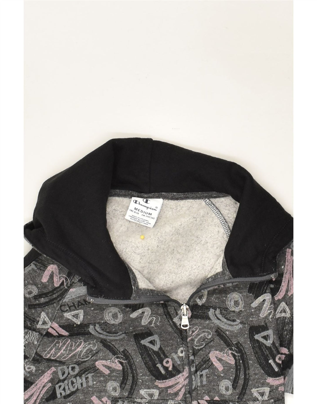 CHAMPION Boys Graphic Zip Hoodie Sweater 9-10 Years Medium Grey Cotton | Vintage Champion | Thrift | Second-Hand Champion | Used Clothing | Messina Hembry 