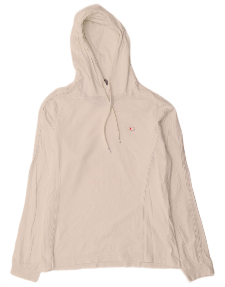 Champion Womens Hoodie Jumper UK 14 Medium Off White Βαμβακερό