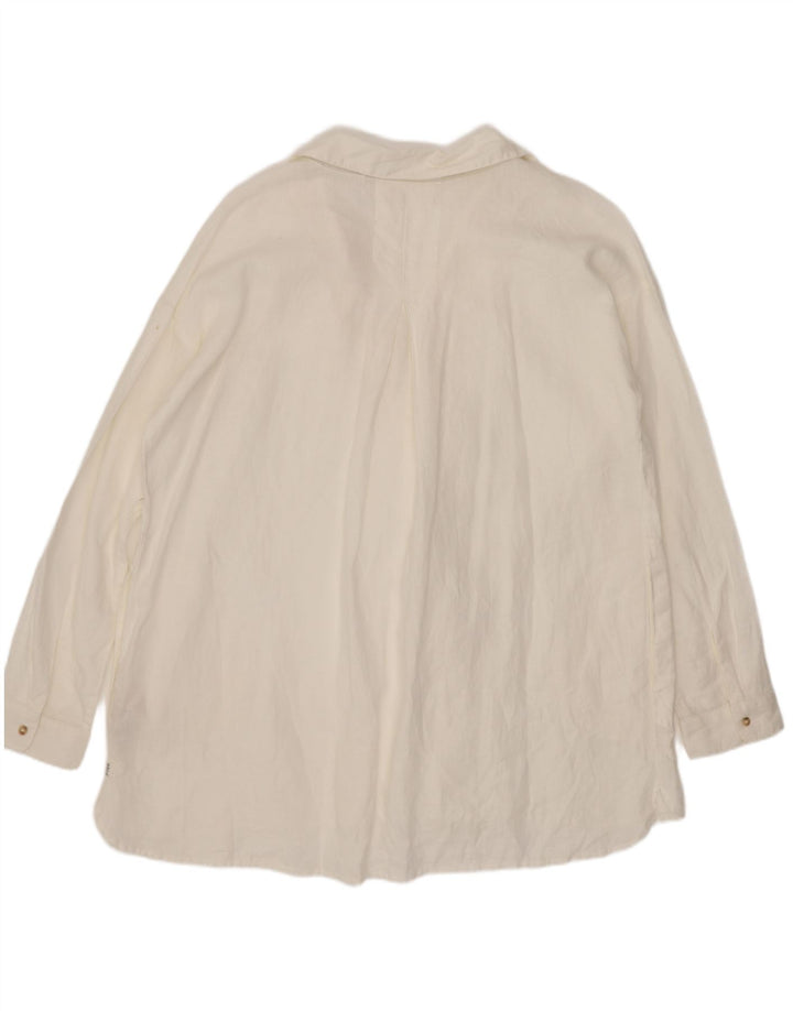 Fat Face Γυναικείο πουλόβερ πουκάμισο Loose Fit UK 14 Large White Len