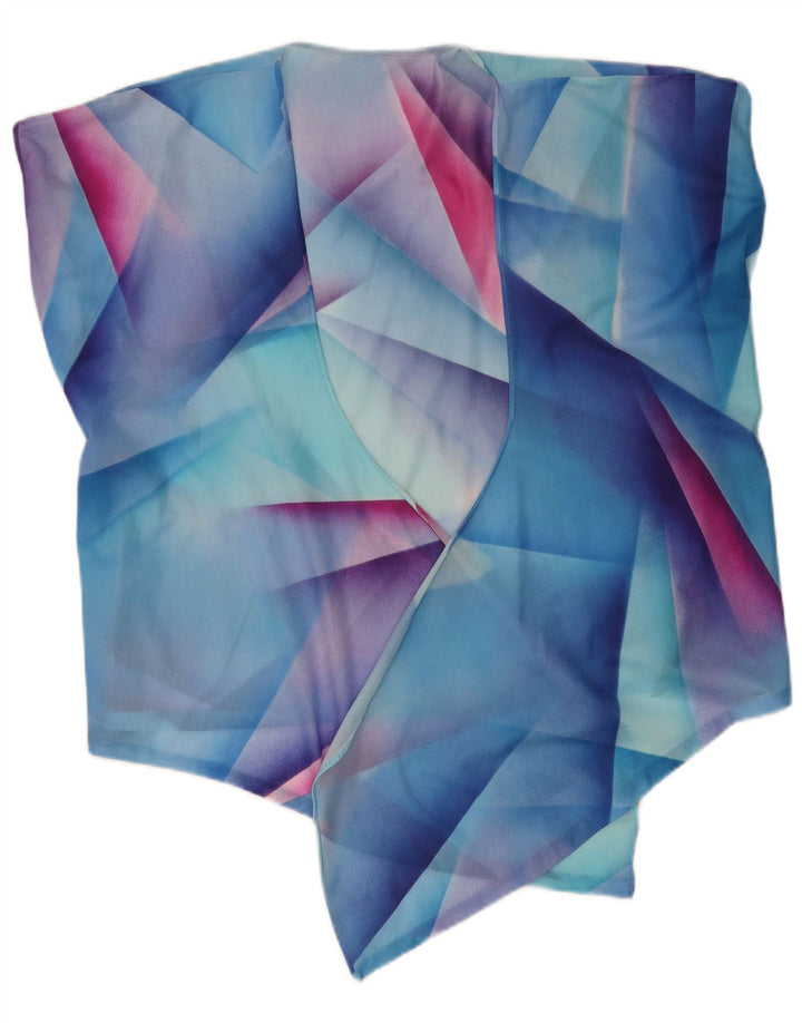 Vintage γυναικεία ασύμμετρη ζακέτα UK 14 Medium Blue Geometric