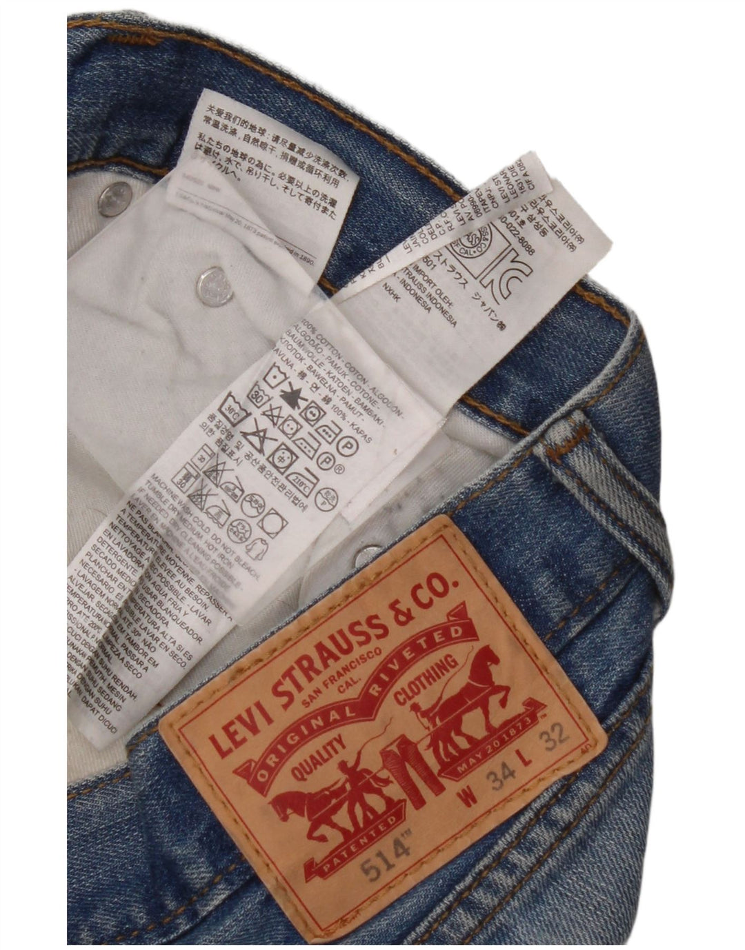 LEVI'S Ανδρικό τζιν 514 ίσιο W34 L32 Μπλε βαμβακερό