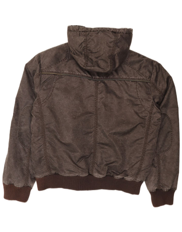 Mustang Ανδρικό Bomber Jacket με κουκούλα UK 42 XL καφέ πολυαμίδιο