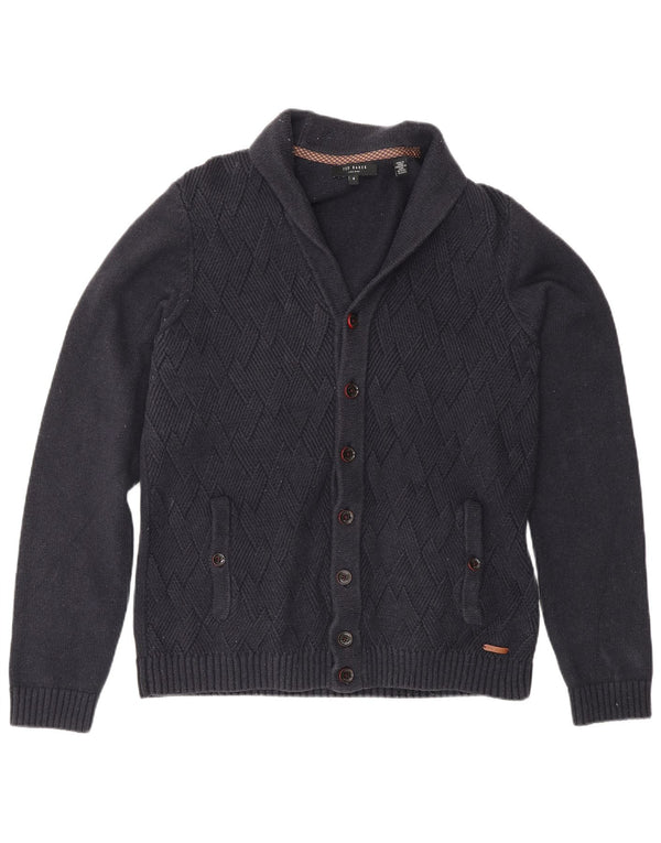 Ανδρικό πουλόβερ ζακέτα Ted Baker Size 4 Large Navy Blue από βαμβάκι