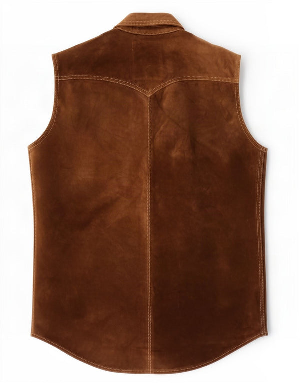 Vintage Ανδρικό Suede Gilet UK 36 Small Brown