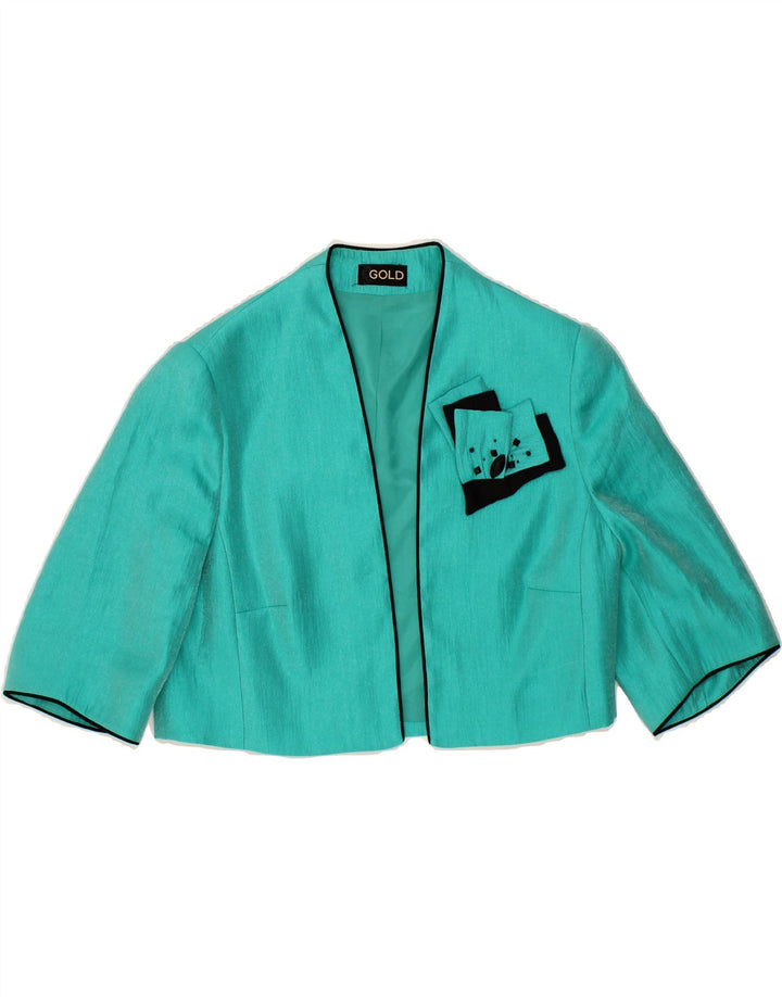 VINTAGE Womens 2 Piece Set UK 12 Medium Turquoise Colourblock Viscose Vintage Vintage and Second-Hand Vintage from Messina Hembry 