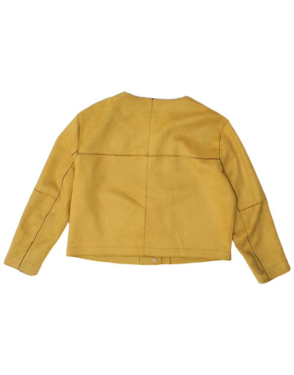 Zara Γυναικείο Crop Bomber Jacket UK 16 Large Yellow