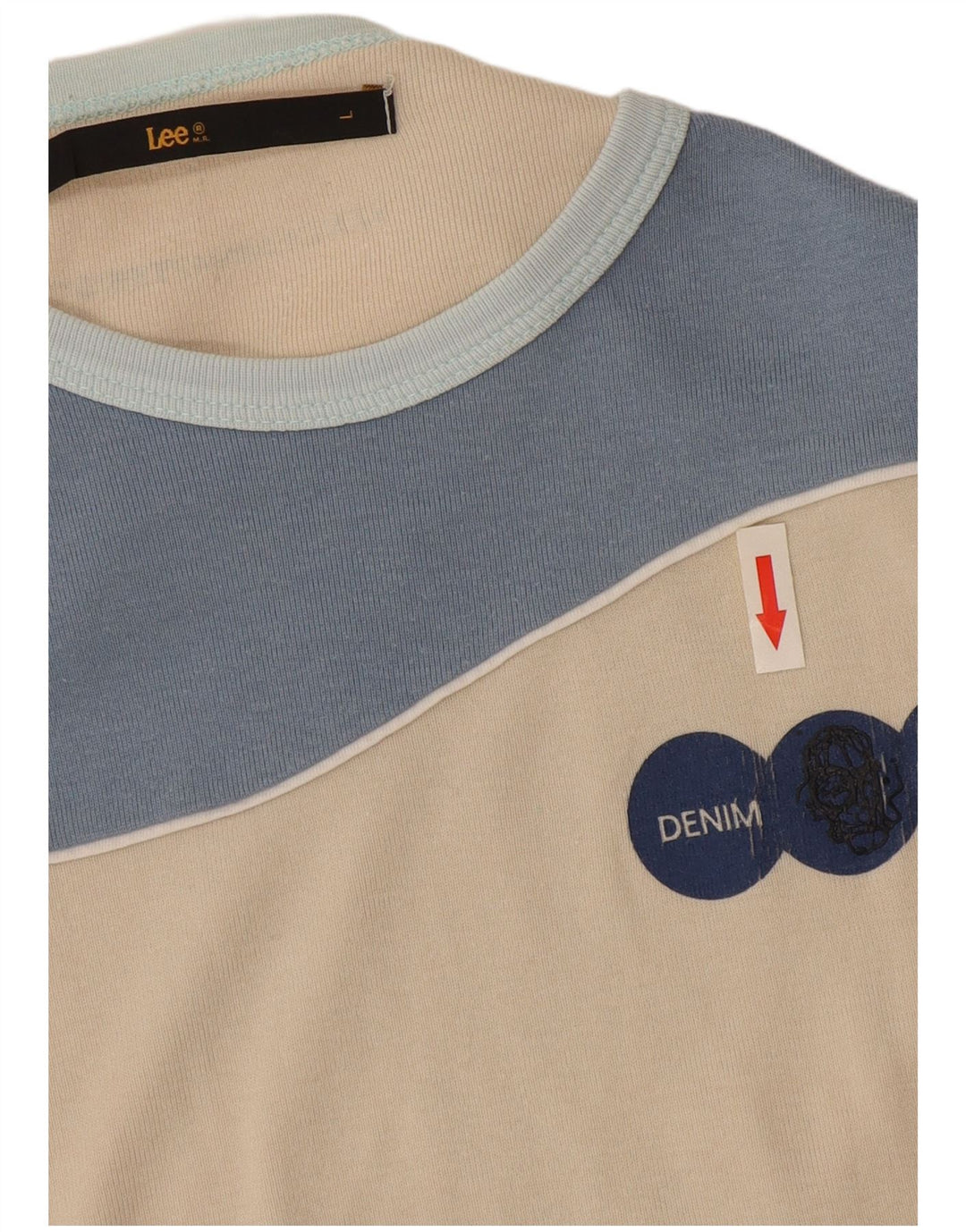 Γυναικείο T-Shirt Lee Crop Top UK 16 Large Beige Colourblock