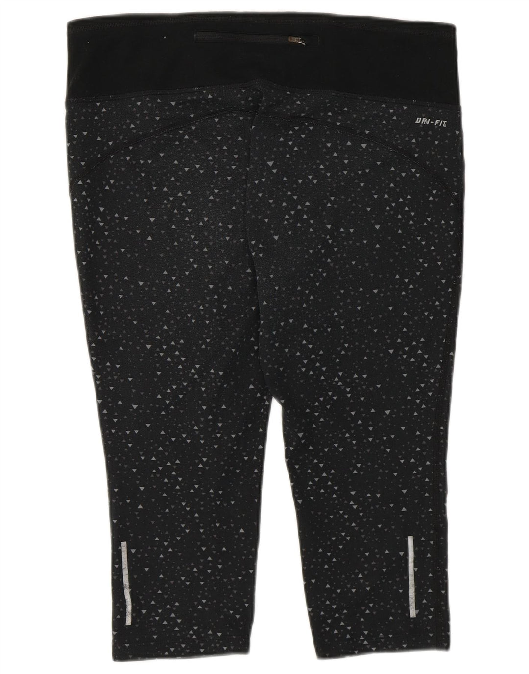 Γυναικεία κολάν Nike Dri Fit Capri UK 16 Μεγάλο μαύρο γεωμετρικό πολυεστέρα