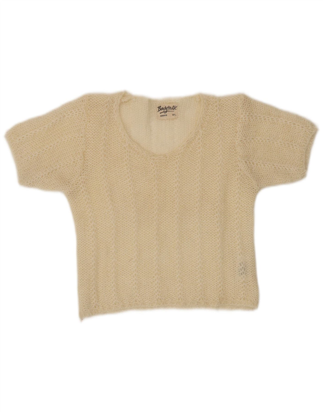 Γυναικείο πουλόβερ Vintage Crop Boat Neck Jumper UK 12 Medium Beige