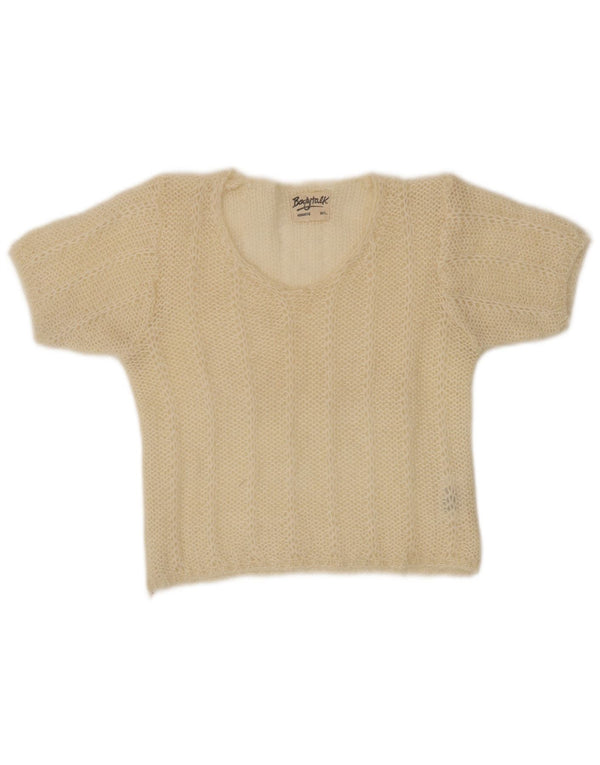 Γυναικείο πουλόβερ Vintage Crop Boat Neck Jumper UK 12 Medium Beige