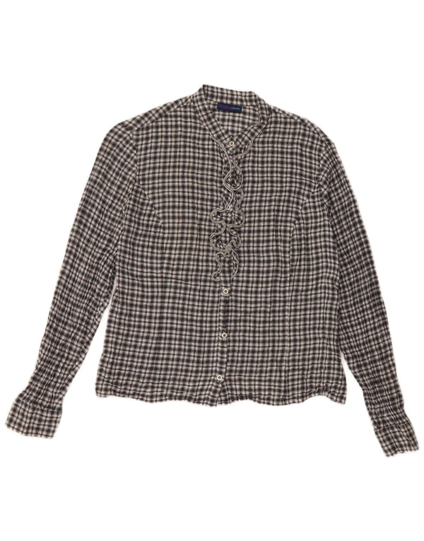 Trussardi Jeans γυναικείο βολάν μπλουζάκι UK 14 μεγάλο μαύρο βαμβακερό