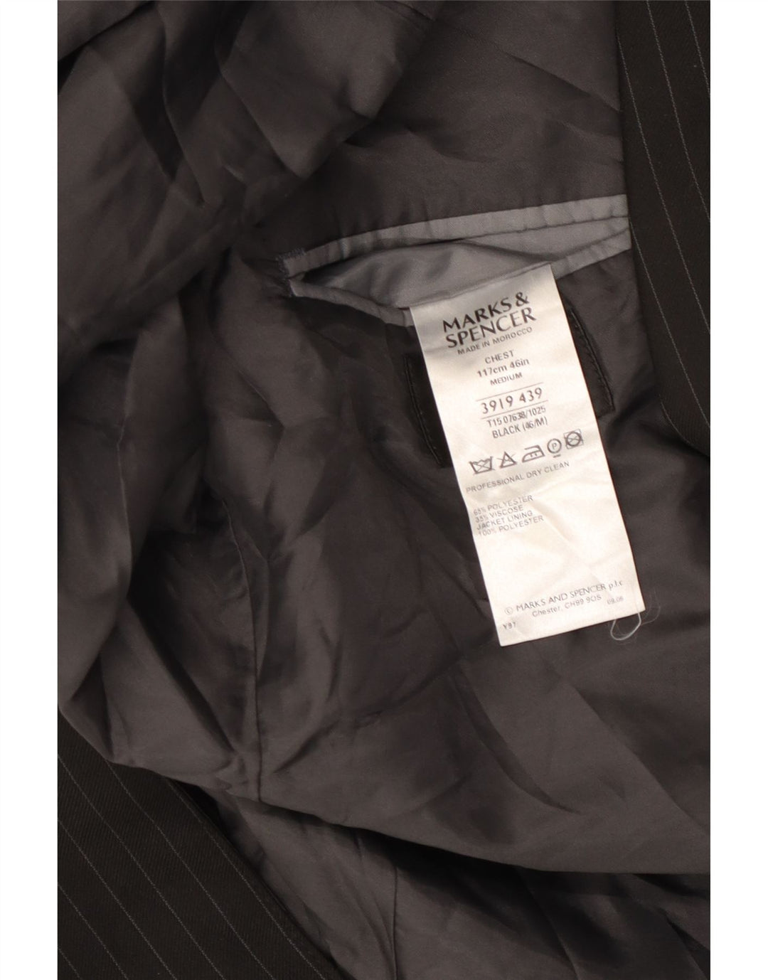 MARKS & SPENCER Ανδρικό σακάκι με 2 κουμπιά UK 46 3XL Μαύρη ρίγα