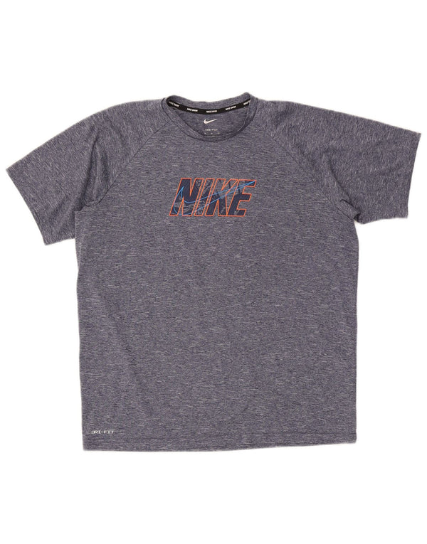 Ανδρικό γραφικό μπλουζάκι Nike Dri Fit, μεσαίο μπλουζάκι με φλοκέτα
