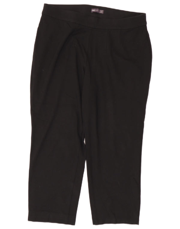 Marks & Spencer Γυναικείο Cropped Παντελόνι UK 16 Large W34 L24 Black Viscose