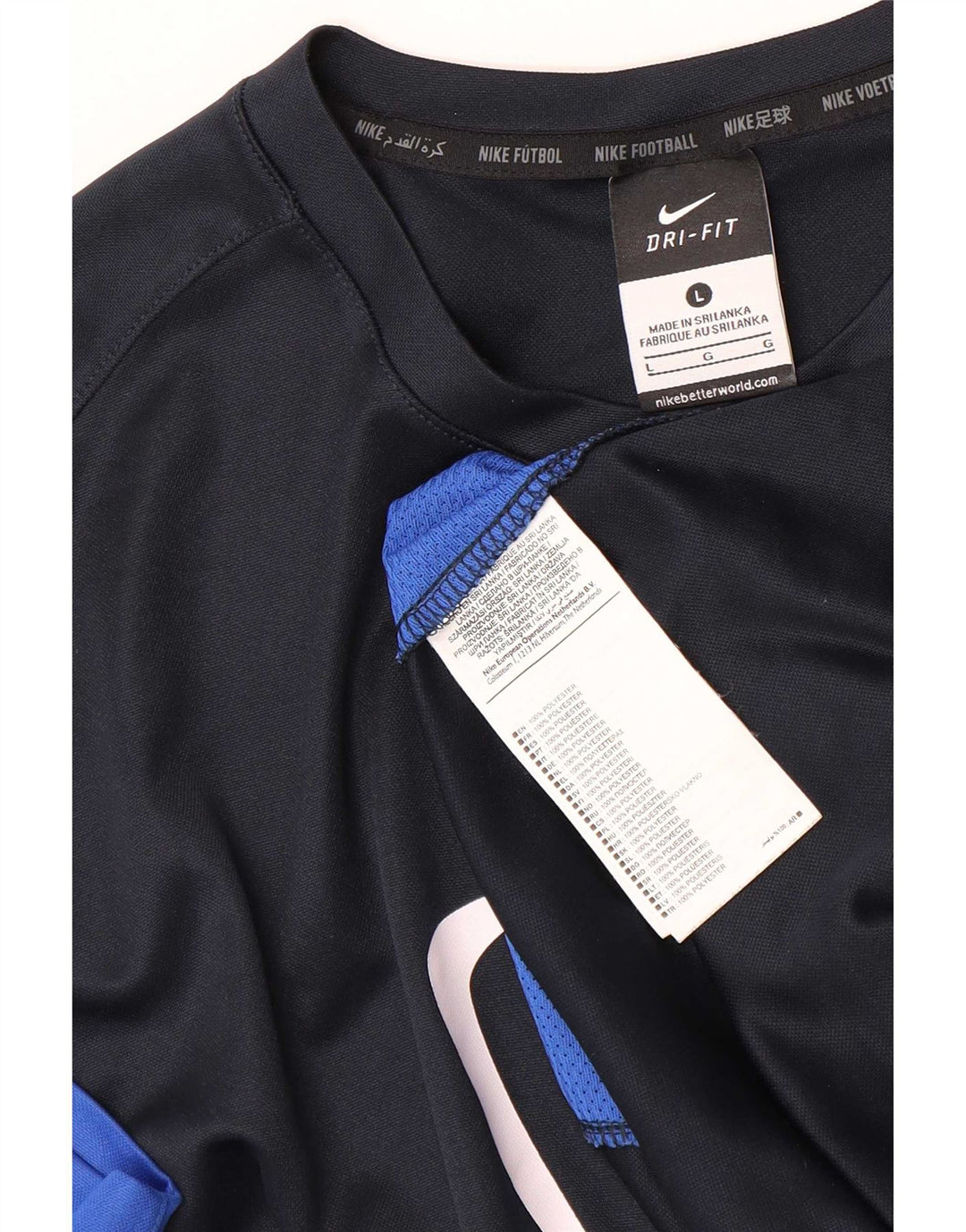 Ανδρικό γραφικό μπλουζάκι Nike Dri Fit Top μεγάλο μπλε ναυτικό πολύχρωμο πολυεστέρας