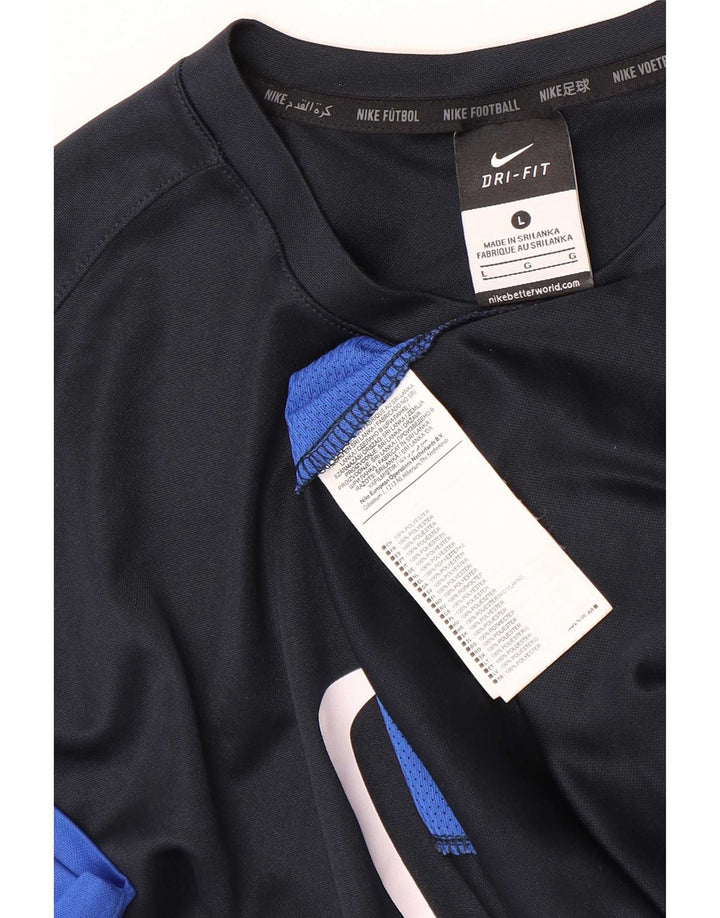 Ανδρικό γραφικό μπλουζάκι Nike Dri Fit Top μεγάλο μπλε ναυτικό πολύχρωμο πολυεστέρας