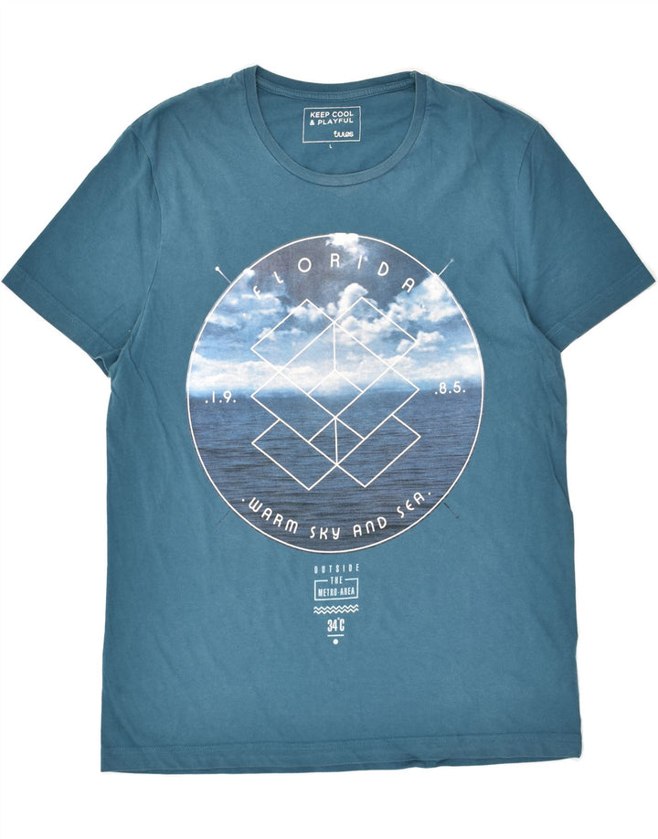 JULES Mens Graphic T-Shirt Top Large Blue Cotton | Vintage Jules | Thrift | Second-Hand Jules | Used Clothing | Messina Hembry 