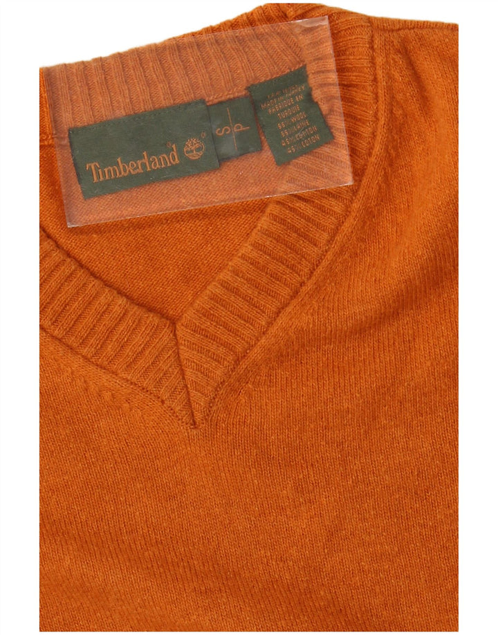 TIMBERLAND Ανδρικό πουλόβερ με λαιμόκοψη με V λαιμόκοψη, πορτοκαλί μαλλί