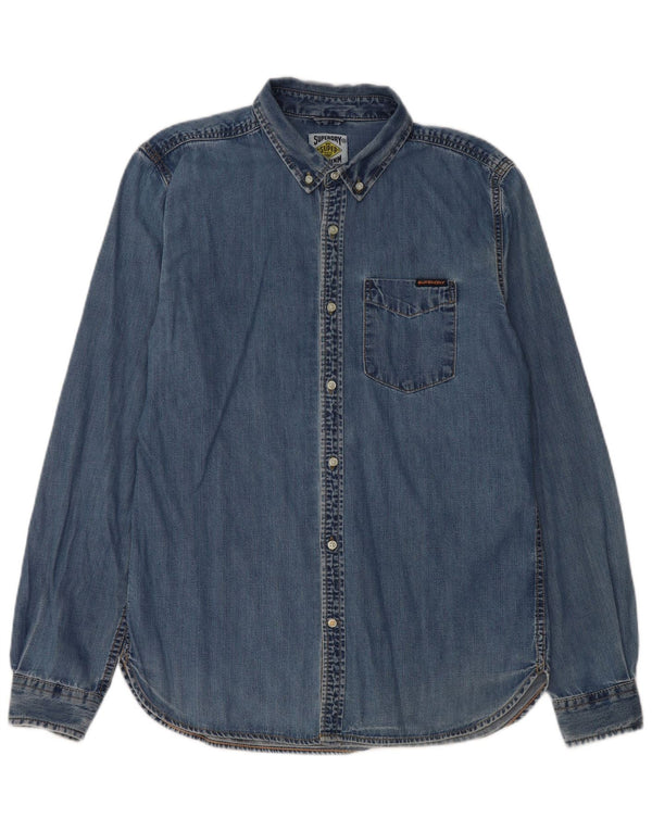 Ανδρικό τζιν πουκάμισο Superdry XL Μπλε βαμβακερό