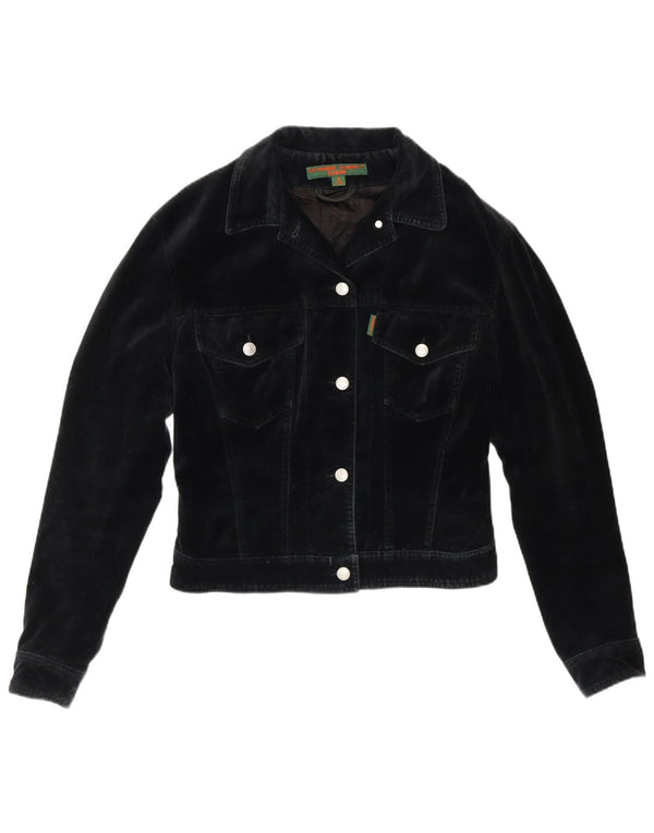 Katharine Hammett Γυναικείο Crop Bomber Jacket UK 8 Small Navy Blue Cotton