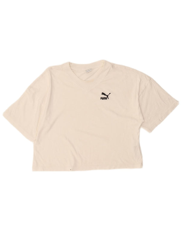 Puma Γυναικείο T-Shirt Oversized Crop Top UK 6 XS Λευκό βαμβακερό