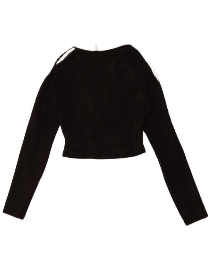 Adidas Γυναικείο Crop Top μακρυμάνικο UK 12 μεσαίο μαύρο βαμβακερό