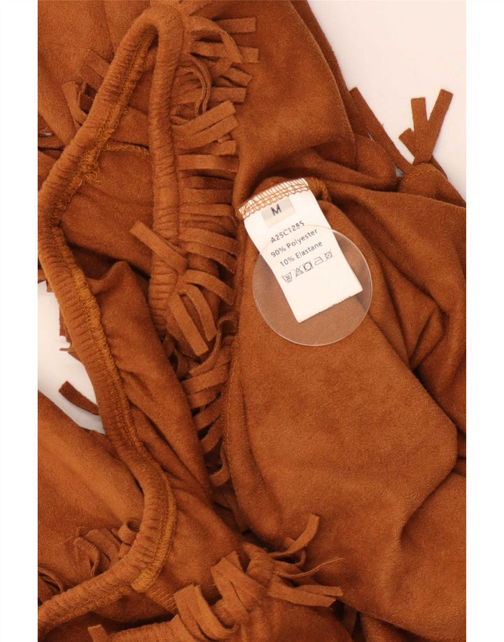 Vintage Γυναικείο Crop Off Shoulder Top 12 μεσαίου καφέ πολυεστέρας