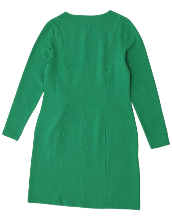 Boden Womens Long Sleeve Shift Dress UK 14 Large Green Cotton