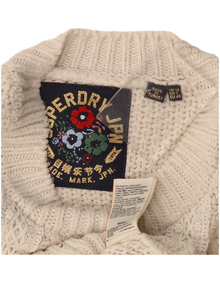 Superdry Γυναικείο πουλόβερ με λαιμόκοψη μεγάλου μεγέθους UK 12 Medium Off White