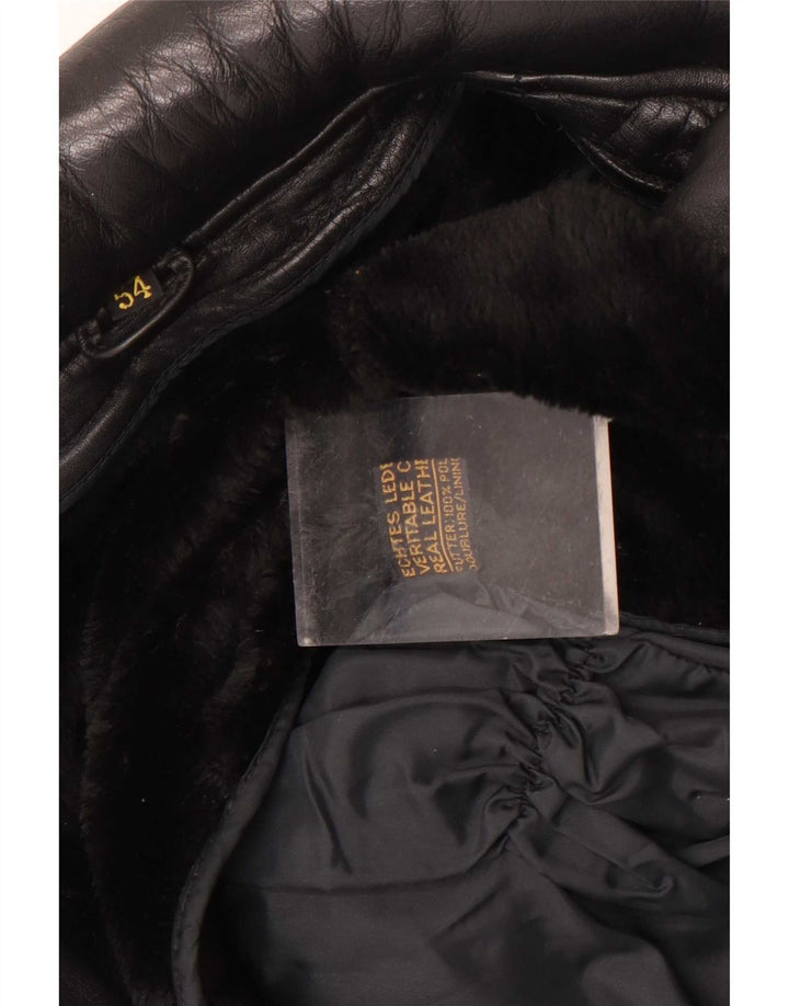 Vintage Mens Leather Gilet UK 38 Medium Black Leather