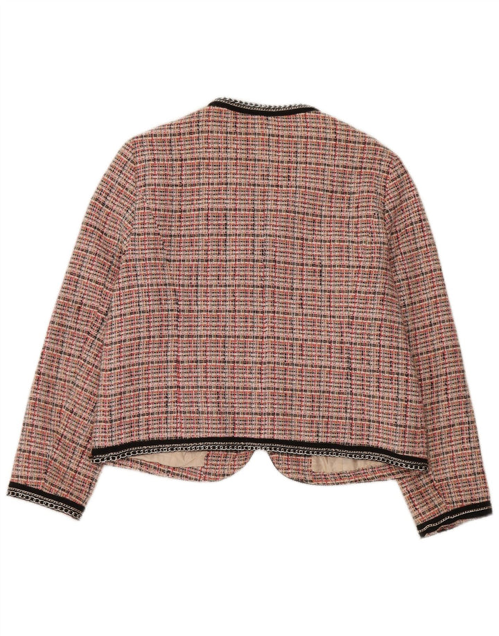 Zara Γυναικείο σακάκι UK 18 XL Pink Check Cotton