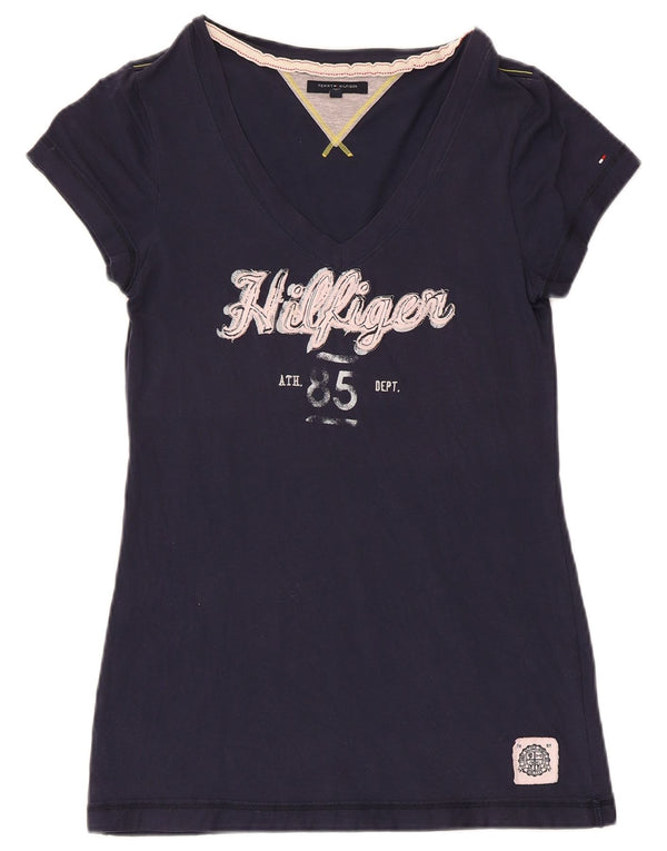 Γυναικείο γραφικό μπλουζάκι TOMMY HILFIGER Top UK 12 μεσαίου μπλε βαμβακερό