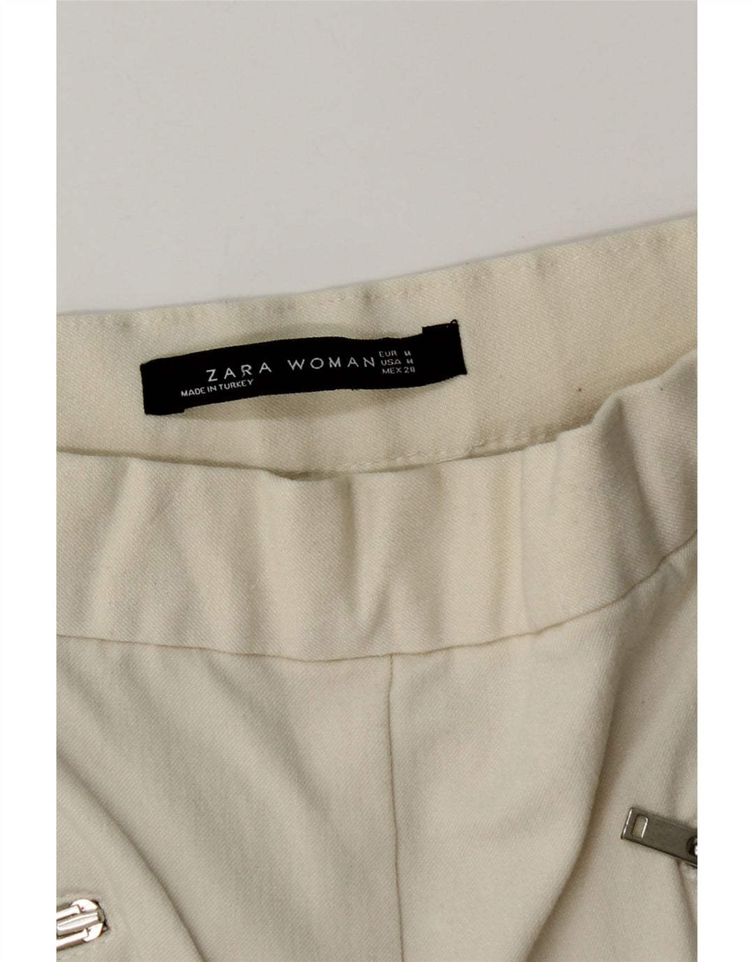 ZARA Γυναικείο Skinny Casual Παντελόνι Medium W28 L28 Off White