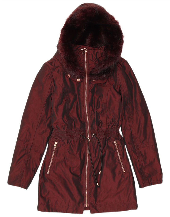 Ted Baker Γυναικείο μπουφάν Parka με κουκούλα Μέγεθος 1 XS Βουργουνδί Πολυεστέρας