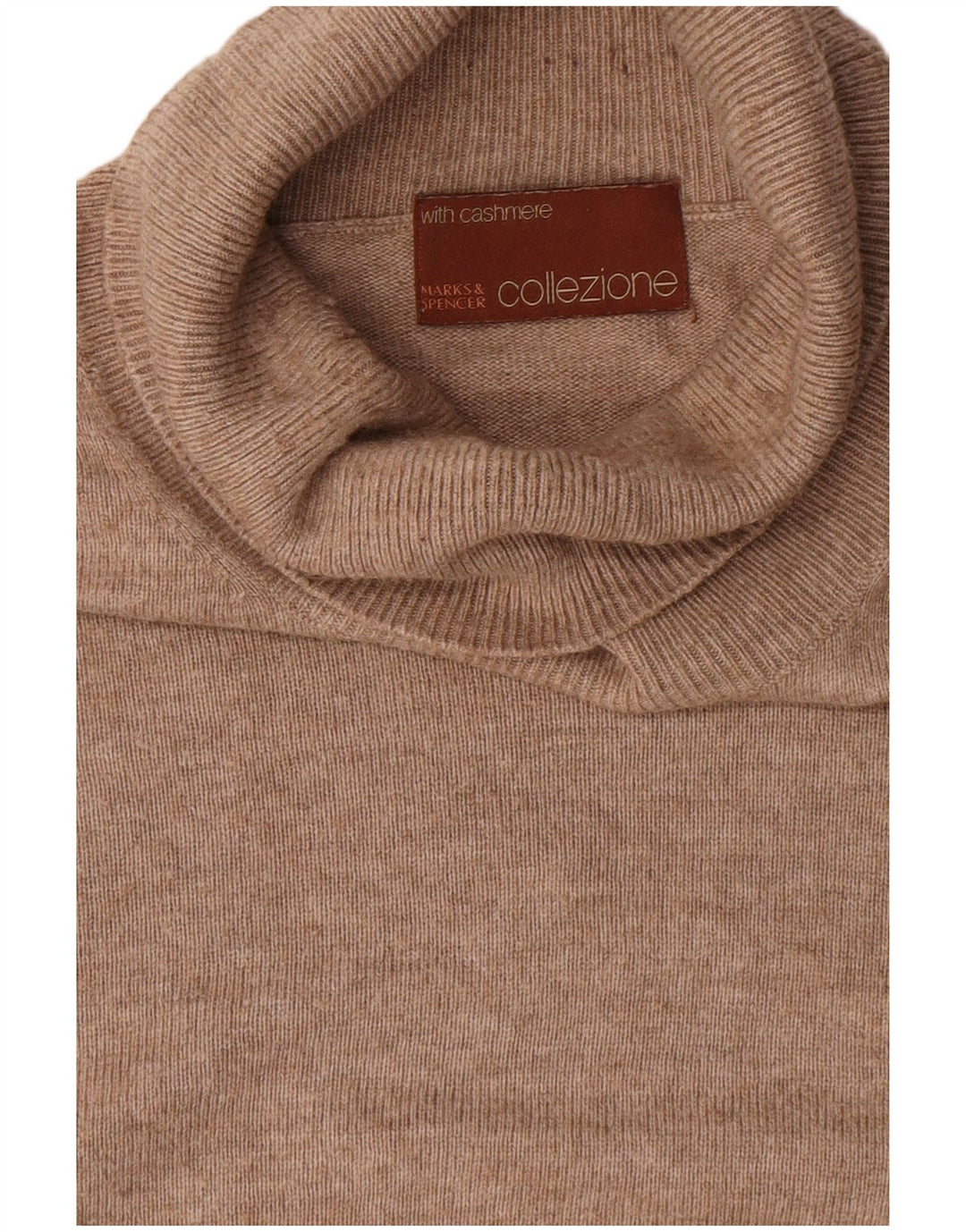 Marks & Spencer Ανδρικό πουλόβερ με ρολό λαιμόκοψη XL μπεζ βισκόζη