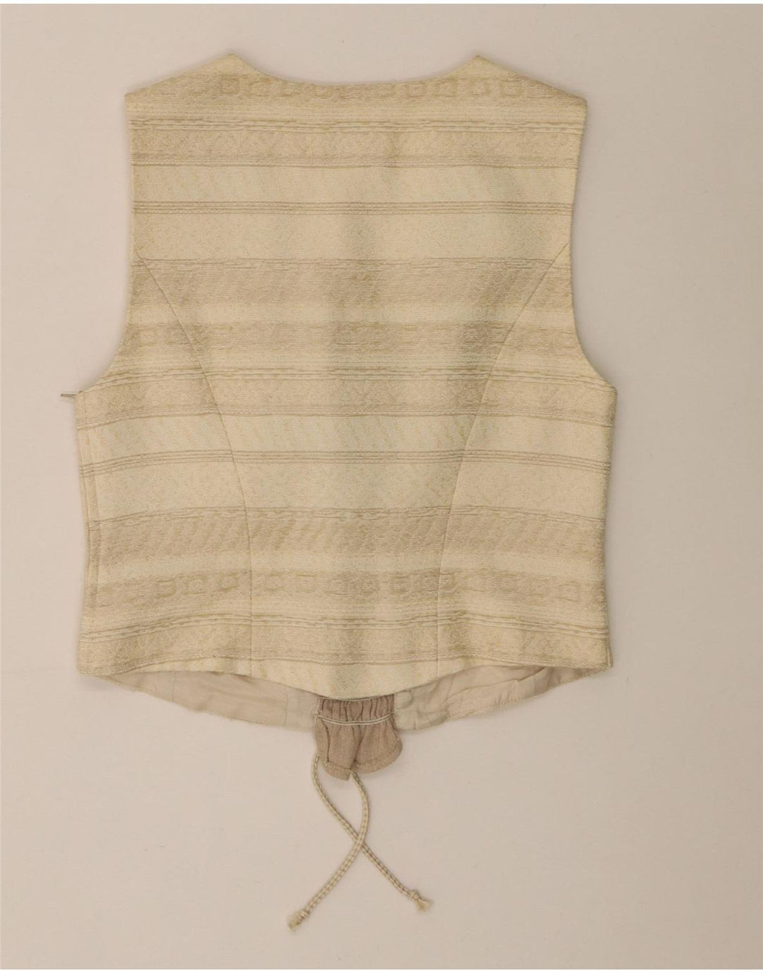 Vintage γυναικείο Crop Top UK 12 Medium Beige ριγέ Acetate