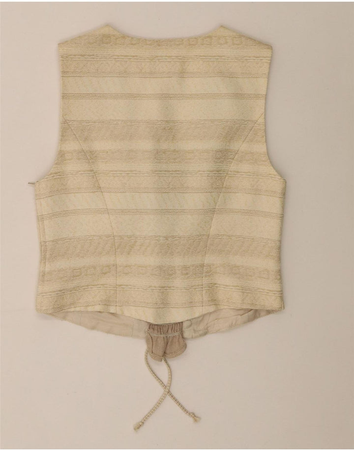 Vintage γυναικείο Crop Top UK 12 Medium Beige ριγέ Acetate