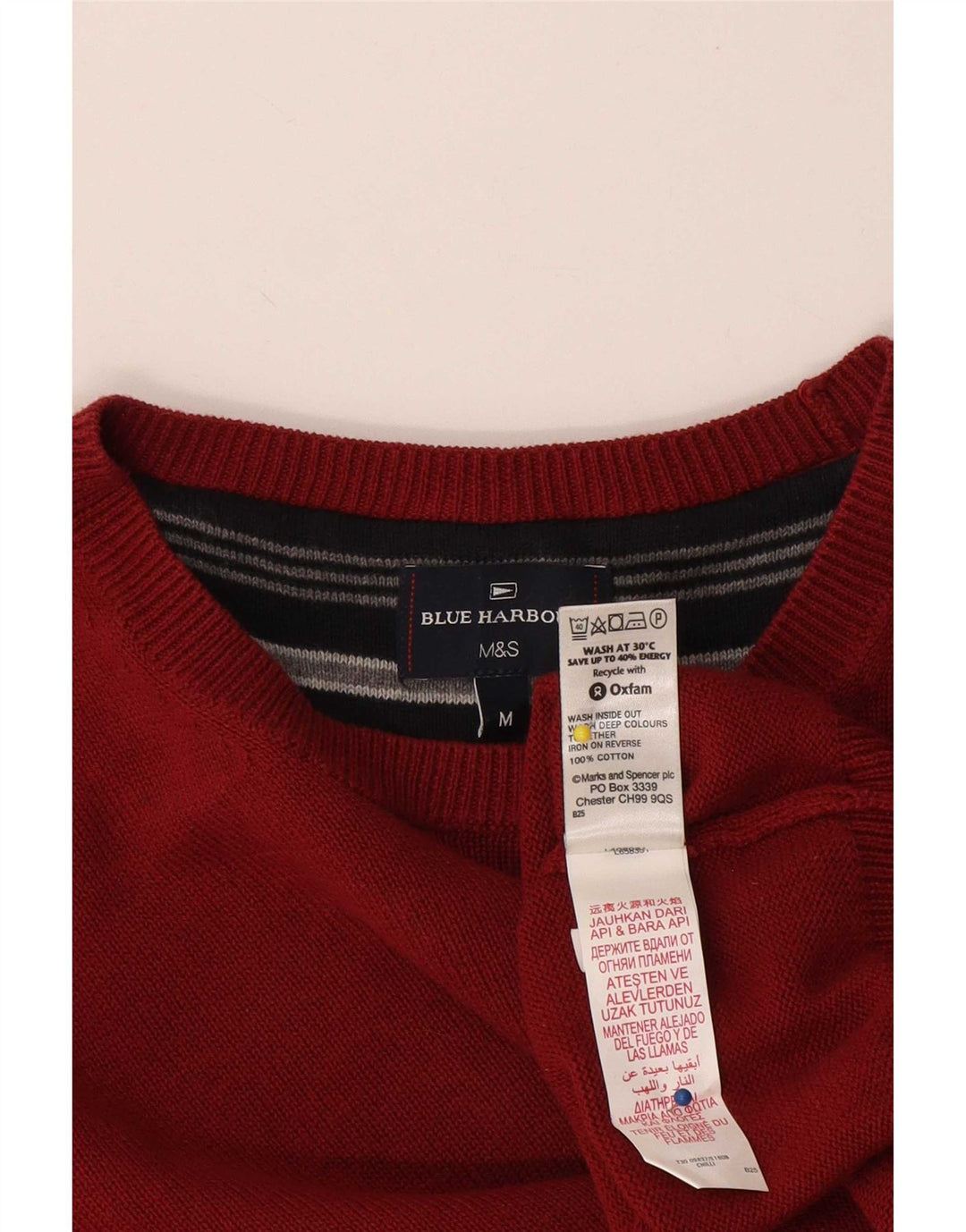 Ανδρικό πουλόβερ Marks & Spencer Blue Harbor Crew Neck Jumper Μεσαίο κόκκινο