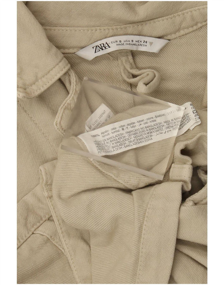 Zara Γυναικείο Oversized Utility Jacket UK 10 Small Khaki Cotton