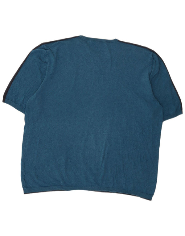 Marks & Spencer Ανδρικό T-Shirt Top 3XL Blue Colourblock Βαμβακερό