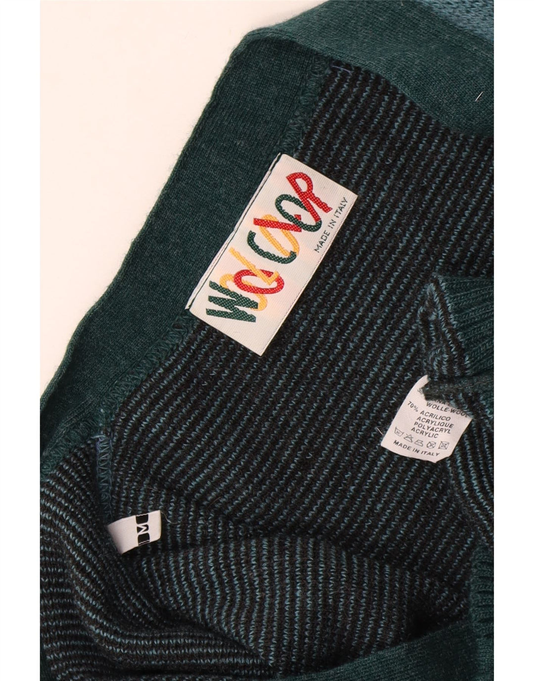 Vintage Ανδρική Ζακέτα πουλόβερ Μεσαίο Τυρκουάζ Argyle/Diamond Wool