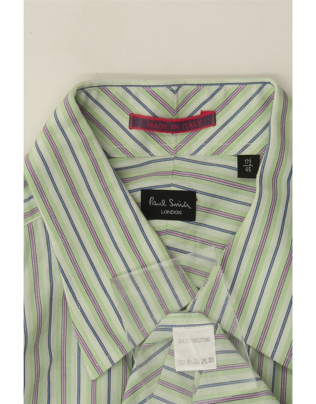 Ανδρικό επίσημο πουκάμισο Paul Smith 45 17 1/2 XL Πράσινο βαμβακερό ριγέ