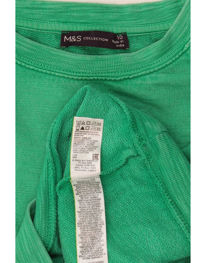 Marks & Spencer Γυναικεία φούτερ μεγάλου μεγέθους Jumper UK 10 Μικρό πράσινο βαμβακερό