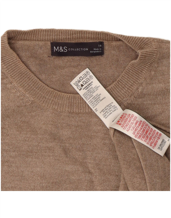 Marks & Spencer Γυναικείο πουλόβερ με λαιμόκοψη UK 14 Ακρυλικό μεσαίο μπεζ